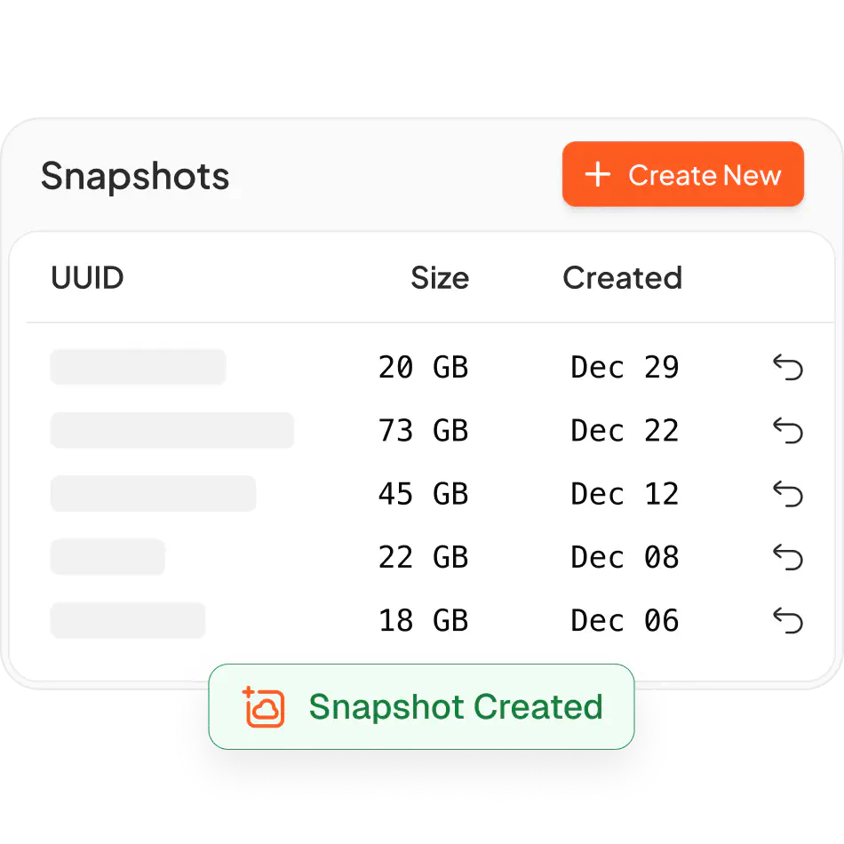 Snapshots & Backups Built In